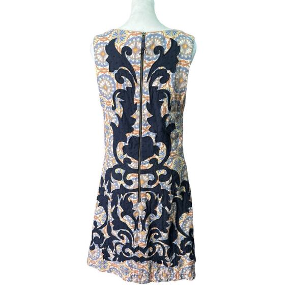 Anthropologie Sz 8 Linen Blend Baroque Print Shift Dress Boho Cottagecore Chic - Picture 6 of 12